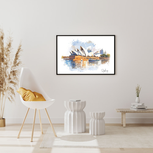 シドニー・オペラハウスの水彩画 オーストラリアの象徴的建築 水彩画