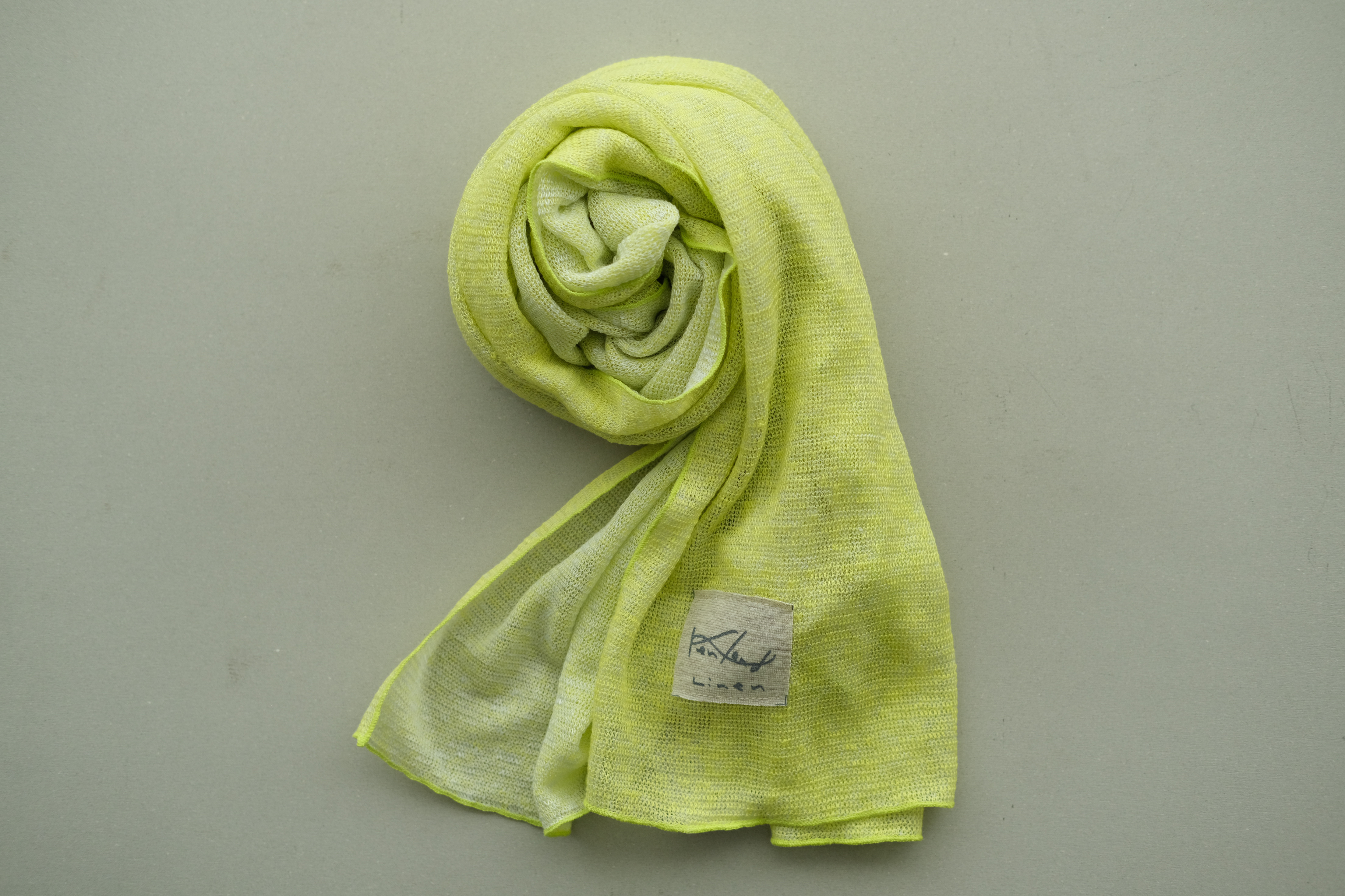 リネンニット　リバーシブルストール　レモン×ナイトグレー