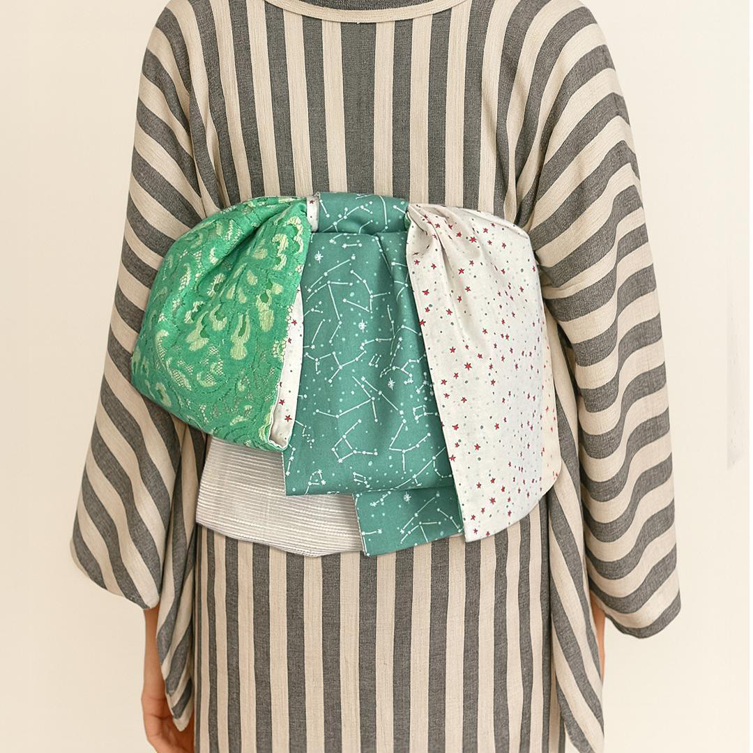 半幅帯 アストラ 兵児帯 大人のへこ帯 リバーシブル ヴィンテージ レース