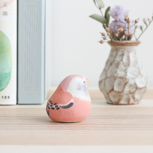 陶土のアキクサインコ（ルチノー / ローズ） その他インテリア雑貨 陶