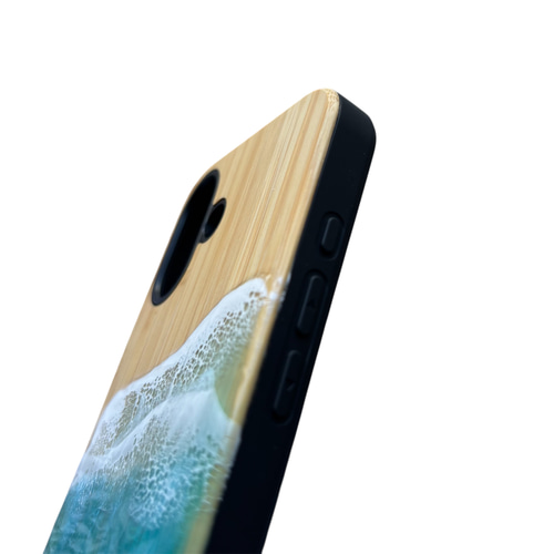 竹×TPU×レジン｜光る海アートiPhone16ケース【蓄光×オーシャンアート
