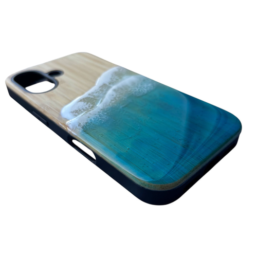 竹×TPU×レジン｜光る海アートiPhone16ケース【蓄光×オーシャンアート