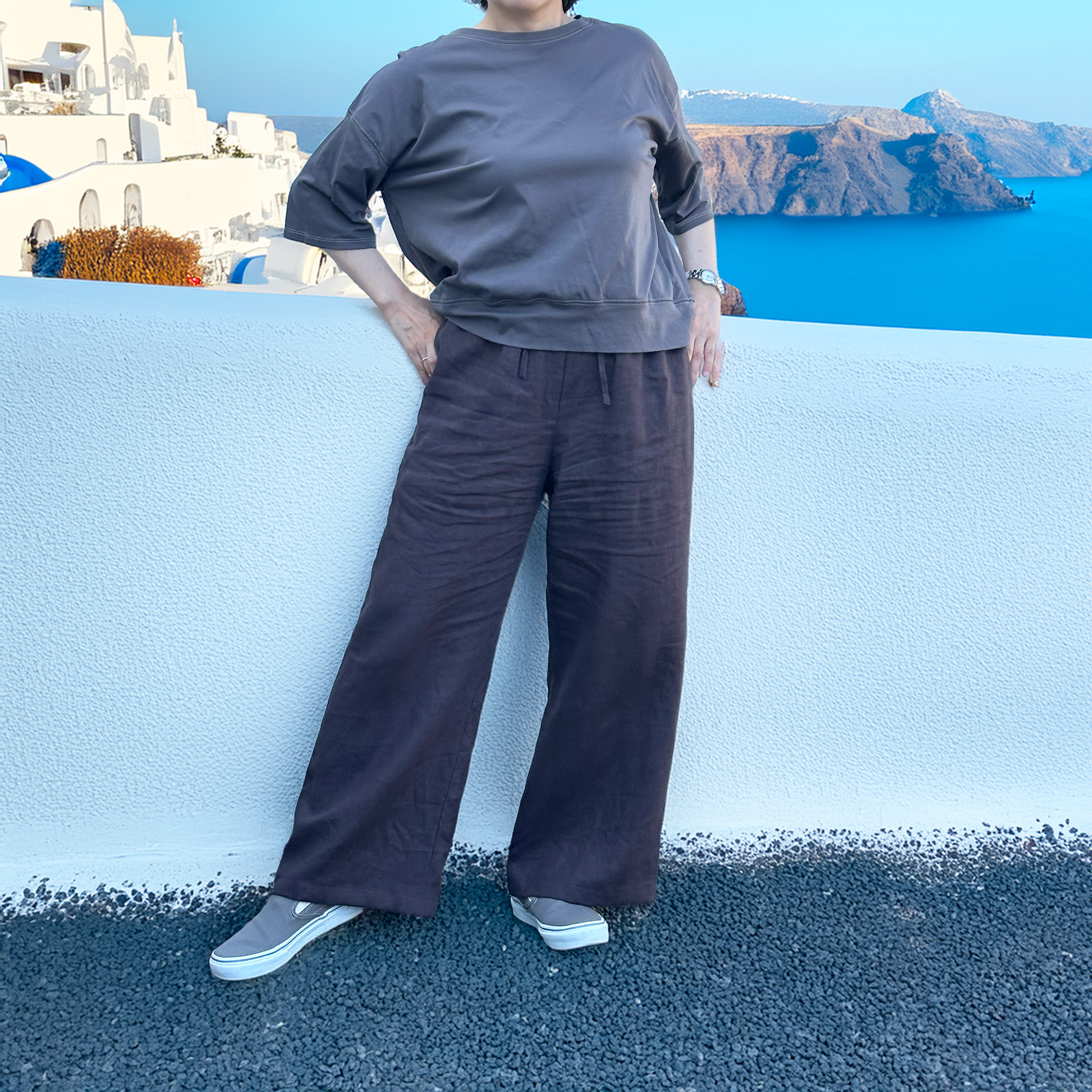 Ａ：受注制作：リネン100% キレイめイージーパンツ 全８色