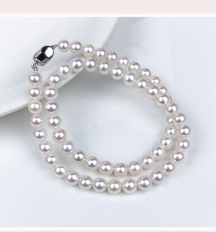 [ヘイズジュエリー] 5.5-9.3mm オーロラ淡水真珠ネックレス デザイン ラウンドパールビーズ 鎖骨チェーン 気質 万能