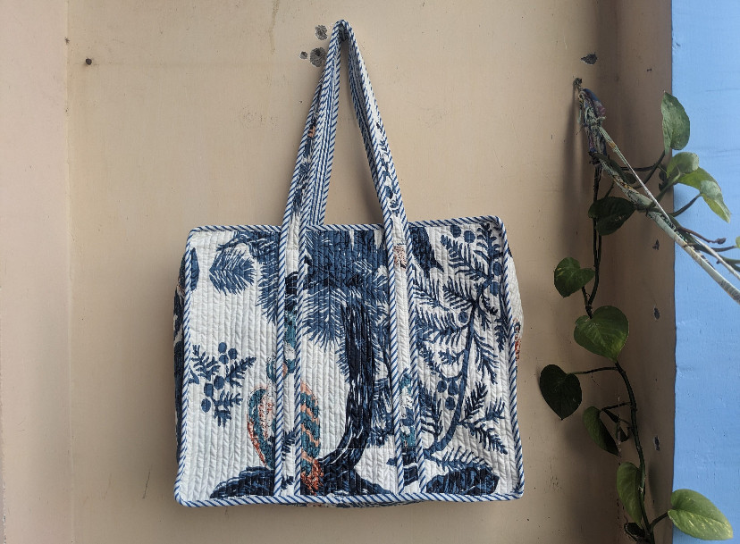 インド製ブロックプリントキルティングトートバッグ31