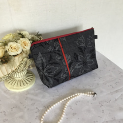 ハンドメイド・リメイク・帯・カバン・がま口バック・黒・2way