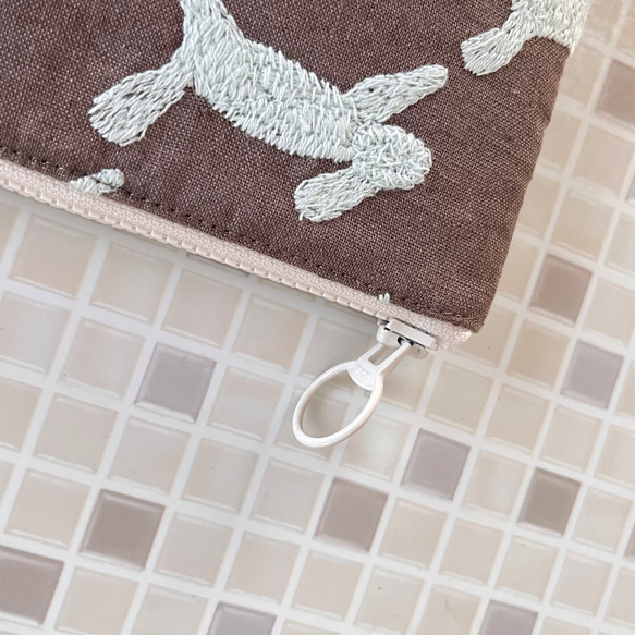mina perhonen run run run ミニポーチ ミナペルホネン の刺繍生地 3枚目の画像