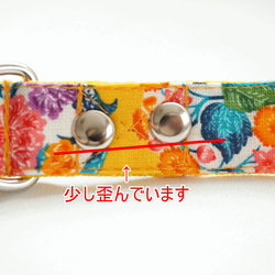 ★出来上がりのお品★犬用首輪　琉球の花（オレンジ）　２０mm幅　子犬　中型犬　小型犬　夏　沖縄　花柄　和柄　アウトレット 2枚目の画像