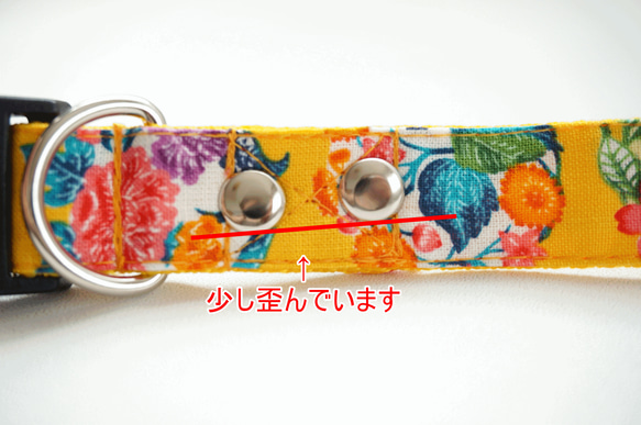 ★出来上がりのお品★犬用首輪　琉球の花（オレンジ）　２０mm幅　子犬　中型犬　小型犬　夏　沖縄　花柄　和柄　アウトレット 2枚目の画像