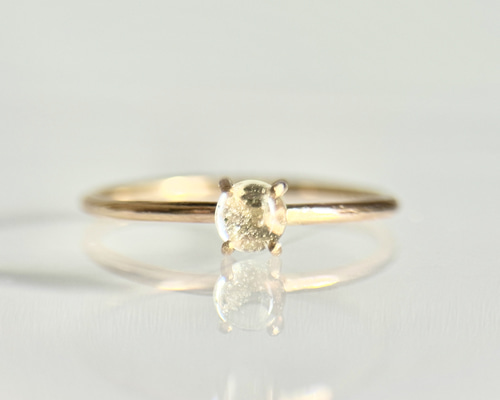 隕石由来】希少天然ガラス リビアングラスのリング│14kgfロウ付け