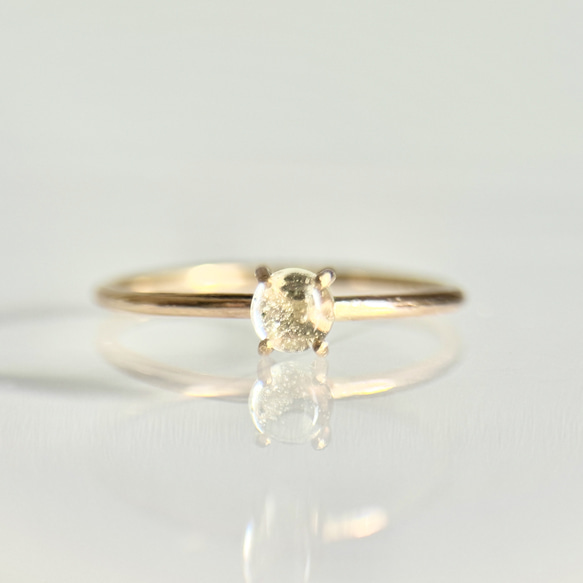 隕石由来】希少天然ガラス リビアングラスのリング│14kgfロウ付け