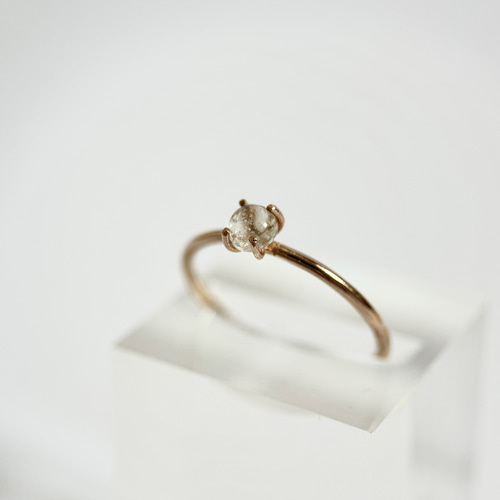 隕石由来】希少天然ガラス リビアングラスのリング│14kgfロウ付け