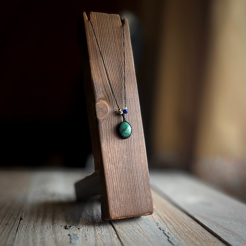 ラピスラズリ・ターコイズ のマクラメネックレス 一点物】ターコイズ＋