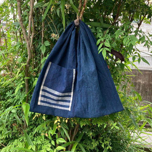 古布リメイク ハンドメイド 藍染いろいろ ワンハンドルバッグ