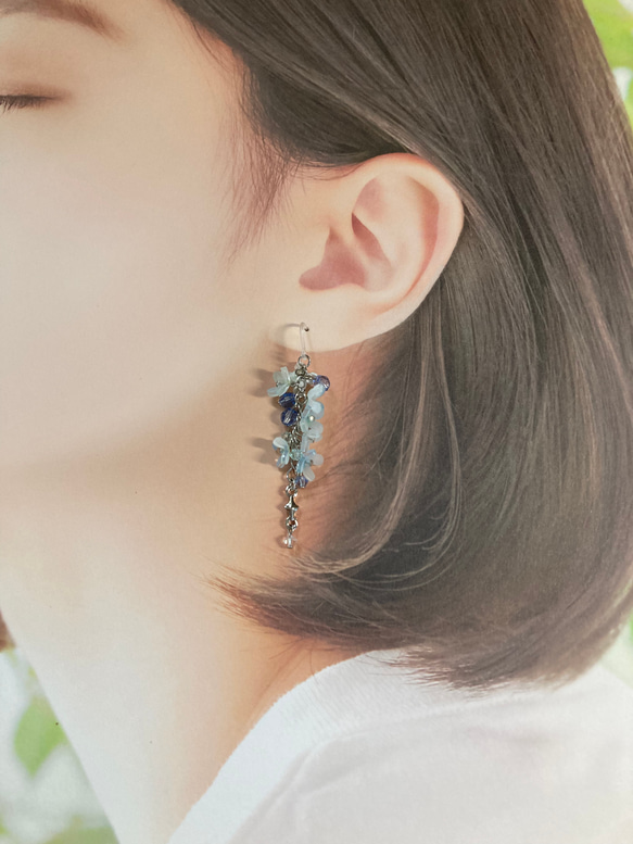 朝顔（あさがお）とビジューのヘアクリップ　パープル 9枚目の画像