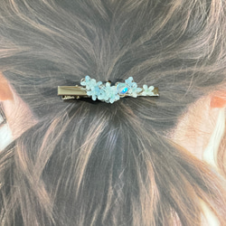 朝顔（あさがお）とビジューのヘアクリップ　パープル 8枚目の画像