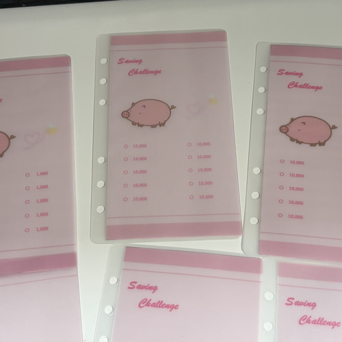 A6バインダ― リフィル saving challenge 6枚セット 豚 手帳 おとママ