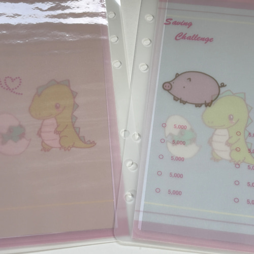 A6バインダ― リフィル saving challenge 6枚セット 豚 手帳 おとママ