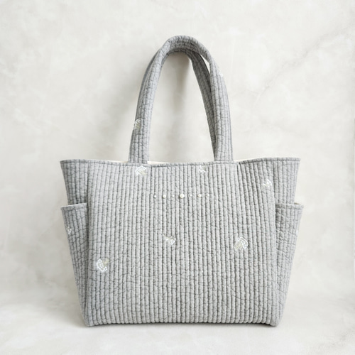 花刺繍ヌビのやさしいA4トート サイドポケット付き ヌビバッグ