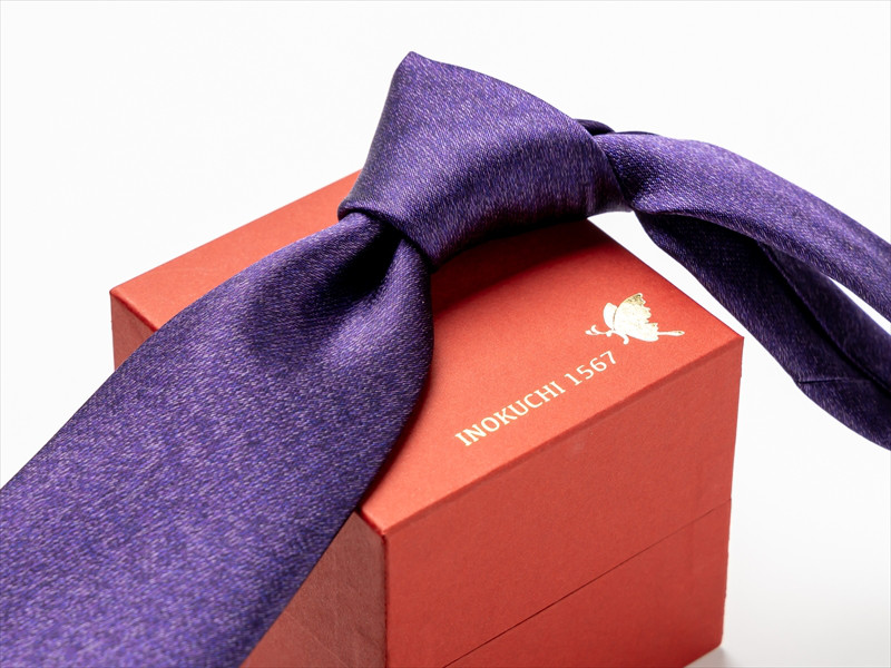 シルクネクタイ　-雅メランジ無地パープル-　ギフト　ネーム刺繍　INOKUCHI1567　イノクチ 高級ネクタイ
