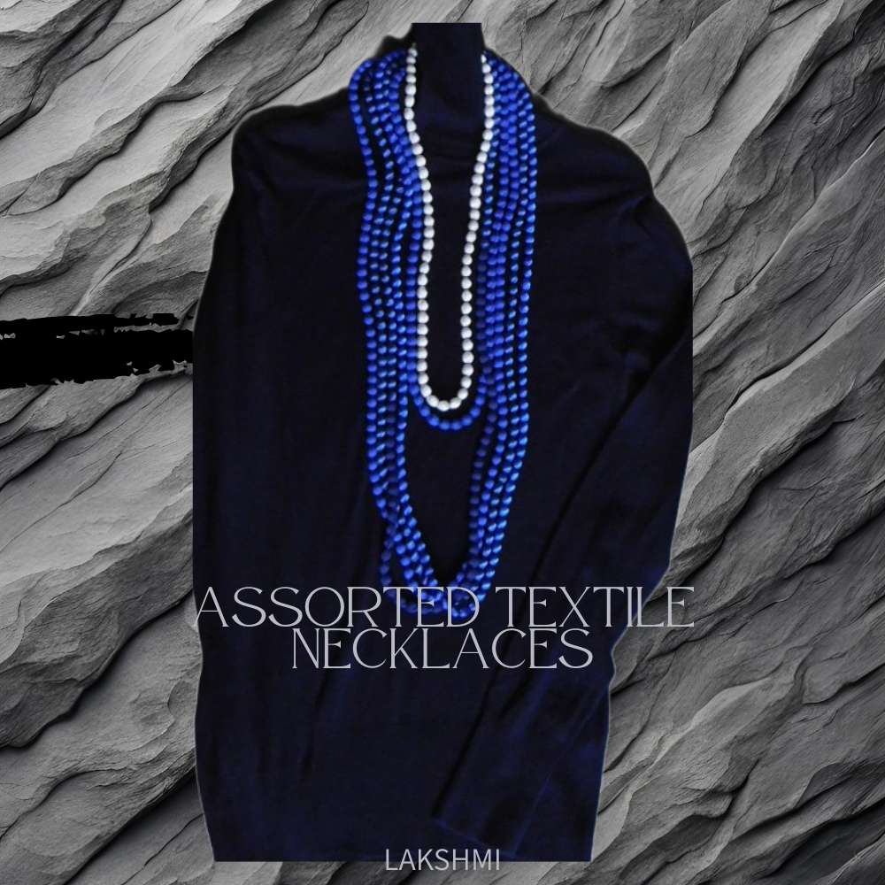 金属ゼロ 被るだけ【在庫限り 送料無料】ラピスラズリ色々のテキスタイルジュエリー　120㎝