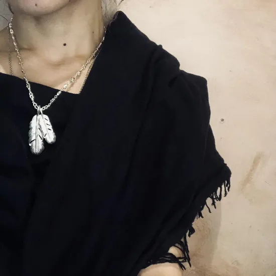 再入荷！純銀製＊フェザーペンダント XL【送料無料】