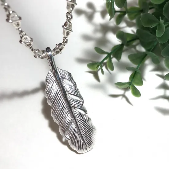 再入荷！純銀製＊フェザーペンダント XL【送料無料】