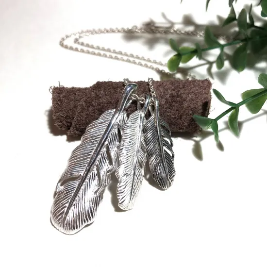 再入荷！純銀製＊フェザーペンダント XL【送料無料】
