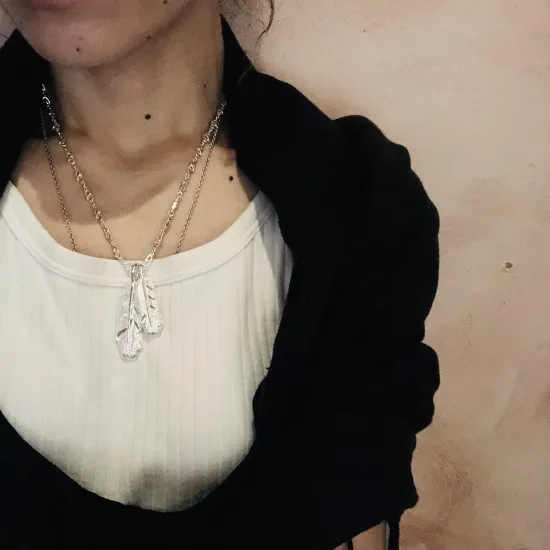 再入荷！純銀製＊フェザーペンダント XL【送料無料】