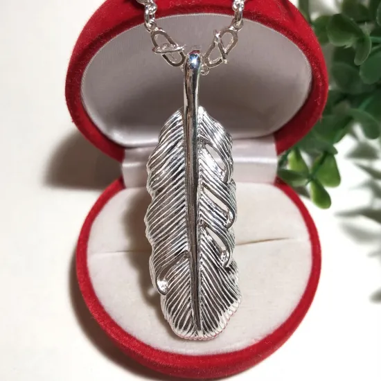 再入荷！純銀製＊フェザーペンダント XL【送料無料】