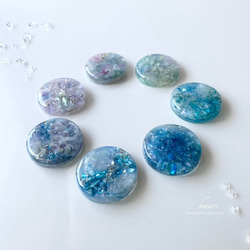 大ぶり 夏のマーブル 大人 レジン ヘアゴム ～ blue gradation ～ 5枚目の画像