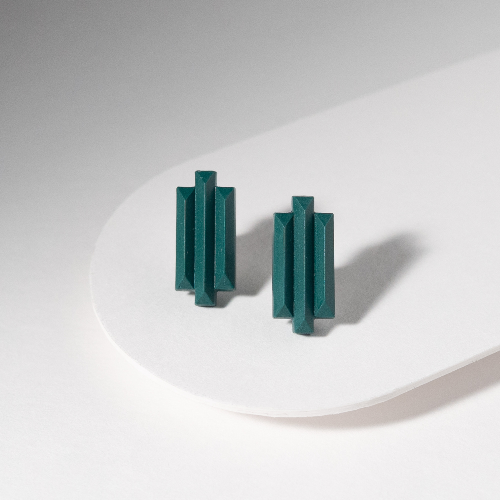 Solid.04 ピアス（イヤリング変更可）ティールグリーン - Sculptural Jewelry