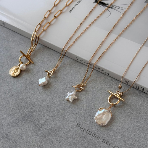 星パールのマンテルネックレス | サージカルステンレス スター