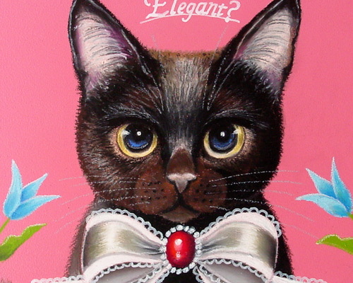 おしゃれな黒猫・りぼん・お出かけ・ビー玉目・おすまし・身だしなみ