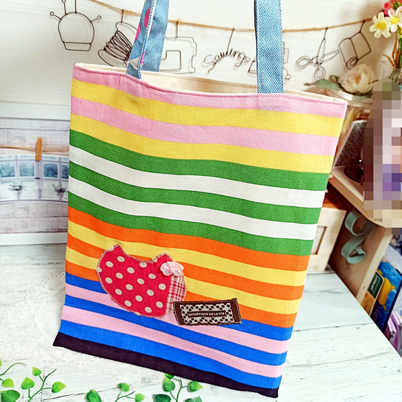 ★彡SALE★彡 A4サイズ アシンメトリー 北欧カラフル トートバッグ♡ 5枚目の画像