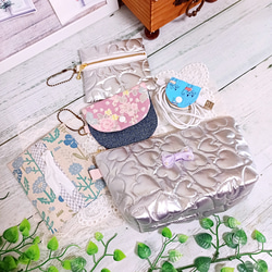 ✨SUMMER SALE✨ 【シルバー】ハートキルト・チャームポーチ など  *5点セット* 3枚目の画像