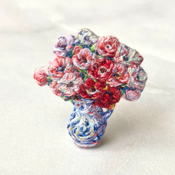 受注製作】ルノワール「ジャンヌ・サマリーの肖像」の手刺繍ブローチ