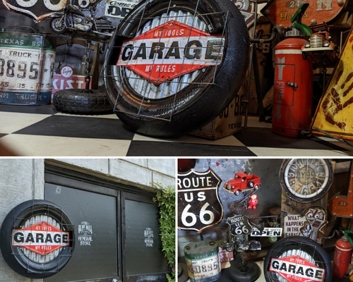 希少！ヴィンテージAA看板アルミ製、GARAGEサイン英国ロードサービス看板 GARAGEサインボード 