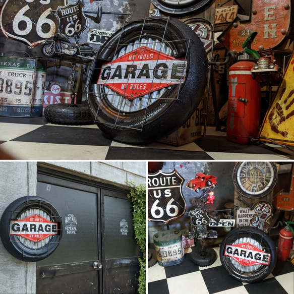 GARAGEサインボード "A"  ガレージ看板  BASE雑貨  アメリカンガレージ  #アメリカンヴィンテージ 1枚目の画像
