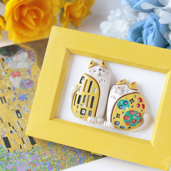 猫のブローチ　旅する猫の美術館「クリムトの接吻」 1枚目の画像