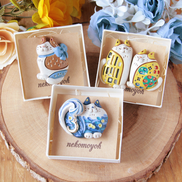 猫のブローチ　旅する猫の美術館「クリムトの接吻」 4枚目の画像