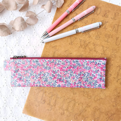 リバティ ラミネート 中身が見えるペンケース チャイブ・スモーキーピンク リバティ ラミネート 中身が見えるペンケース チャイブ