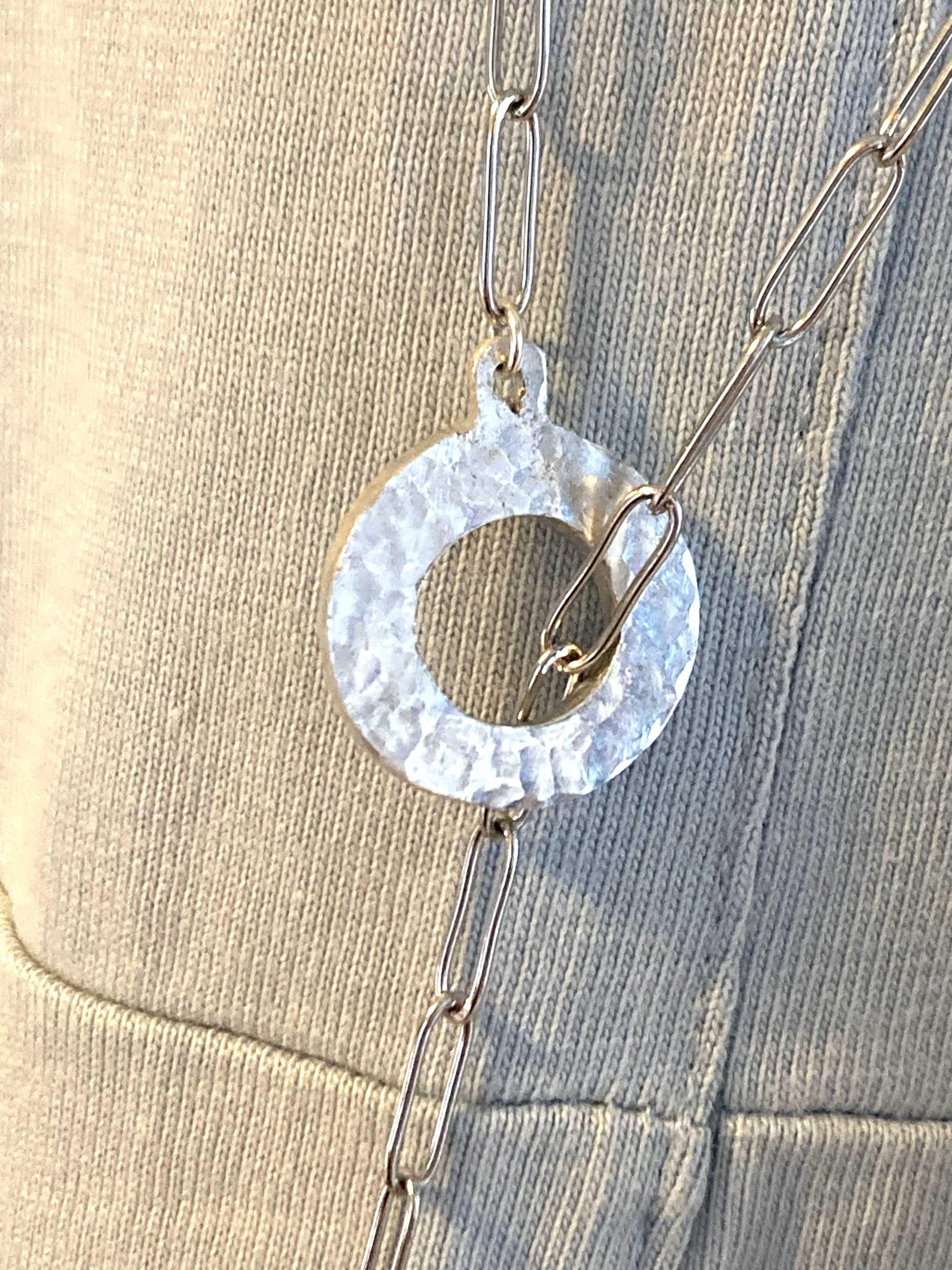 SV999 オリジナル槌目打ち・マンテル ロングネックレス(316L)全長86cm