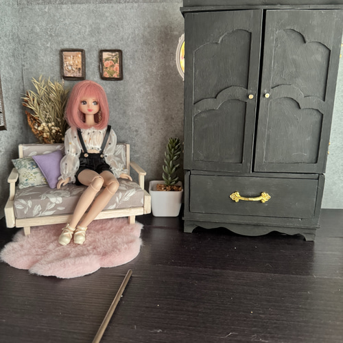 リカちゃんクローゼット　アイシードール　ブライス　ミニチュアクローゼット 木製クローゼット アイシードール ブライス ミニチュア