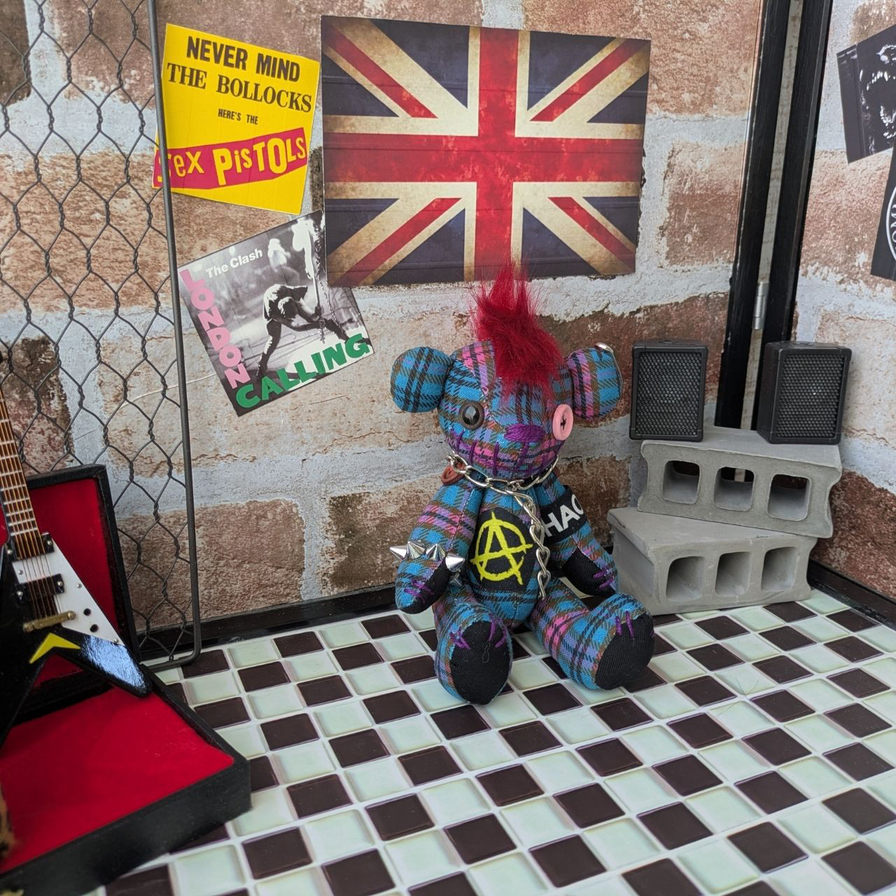 モヒカンデビルJrテディベア（１８ｃｍ）【moko* hand made bear】