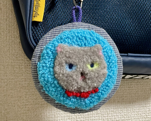 バッグチャーム ミニポーチ グレー ネコ 猫 ねこ ポーチ ハルボビン