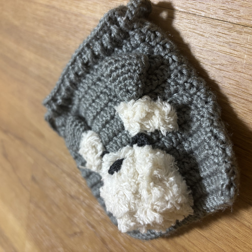 ハンドメイド シュナウザー巾着袋 かぎ針編み 小物入れ ポーチ