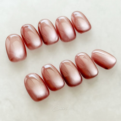 ピンクニュアンス × マグネット ネイルチップ | シンプル 透明感 上品