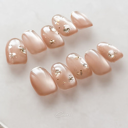 ピンクニュアンス × マグネット ネイルチップ | シンプル 透明感 上品