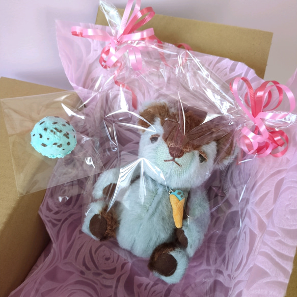 くまのぬいぐるみ　ふわふわアルパカ生地のぬくもり　爽やかチョコミントなテディベア　プレゼント　記念品にもおすすめ！！ 7枚目の画像
